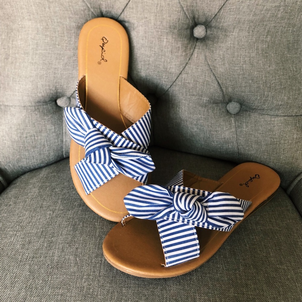 Striped Bow Sandal